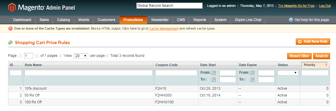 Shopping Cart Price Rules   Promotions   Magento Admin