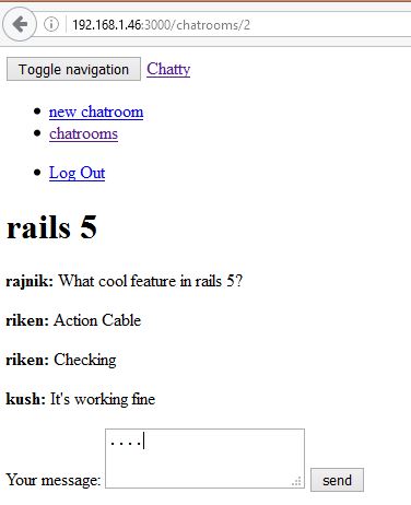 Rails5.0 Real time chat app