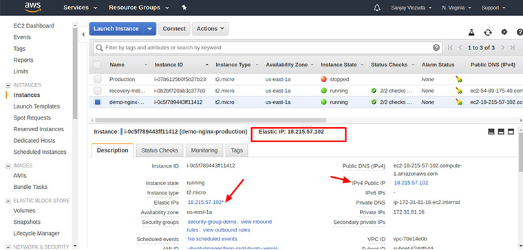 For checking elastic IP to our instance