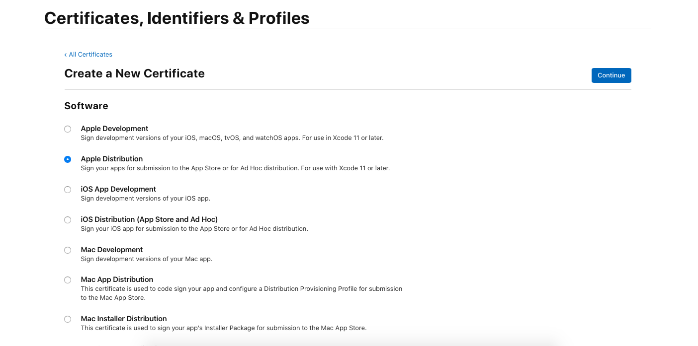 Create a Distribution Certificate
