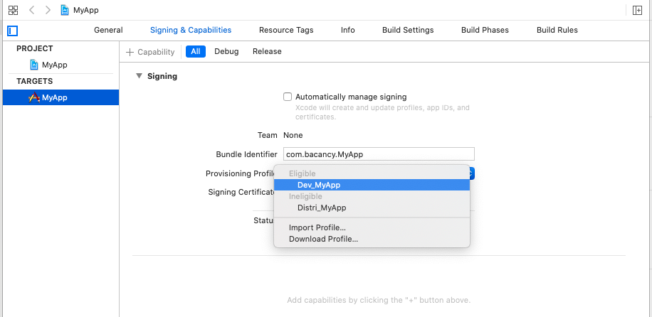 signing & Capabilities