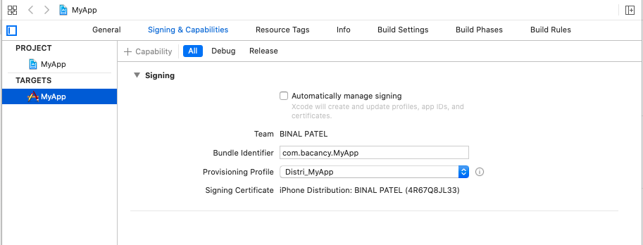 signing & Capabilities