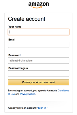 amazon sign up