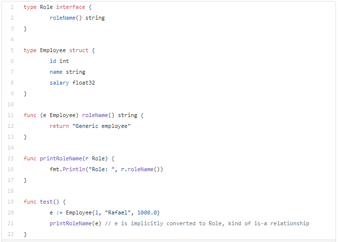interfaces in Go language