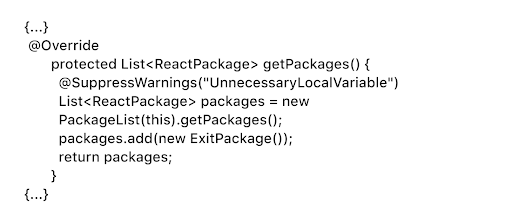 ExitPackage add in MainApplication
