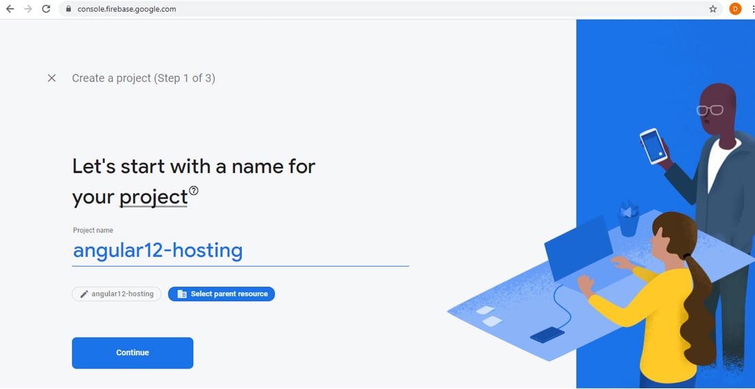 firebase project name is angular12-hosting