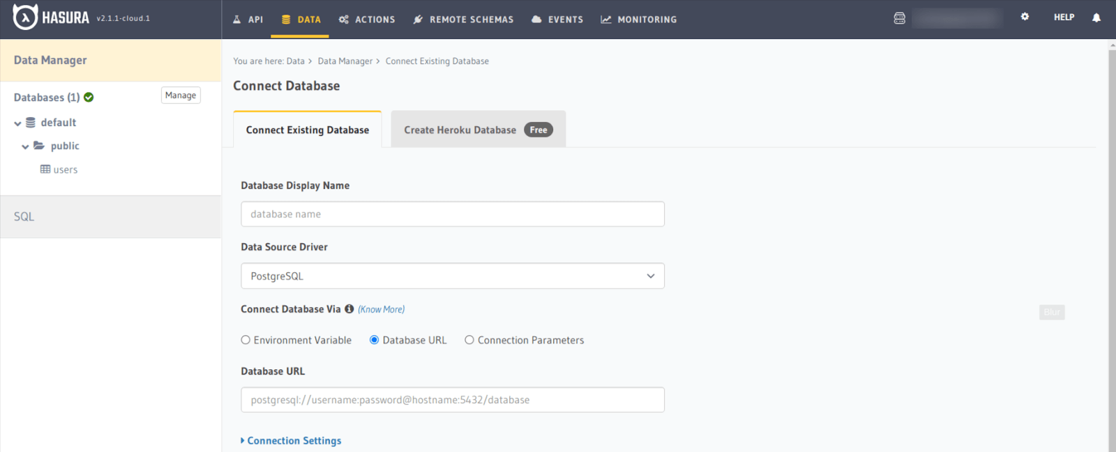 Database Set-Up using Hasura