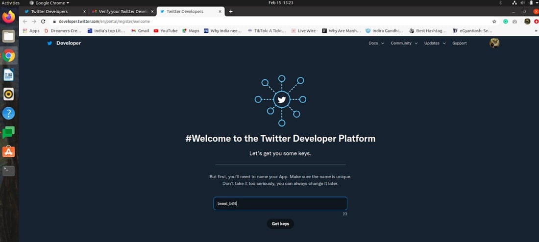 Create Twitter Dev Account
