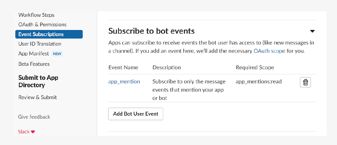Subscribe to bot events