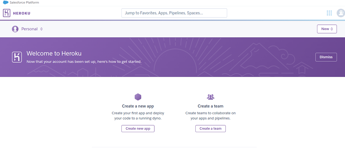 Heroku Dashboard Page