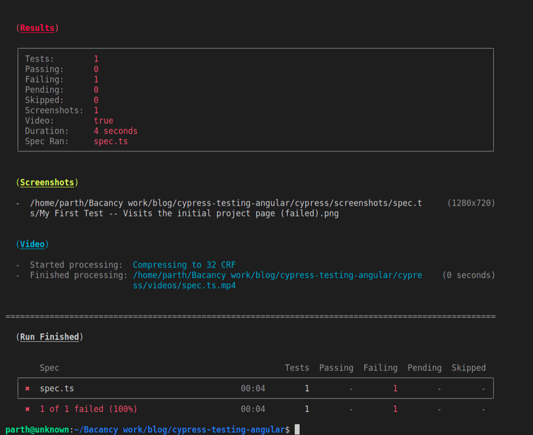 share the spec success and failure report