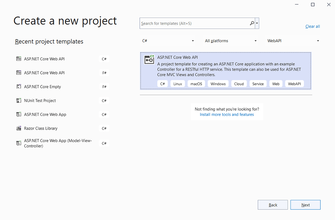 Create a new project with .net