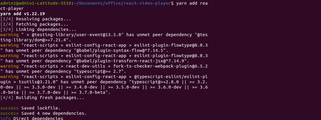 Install react-player