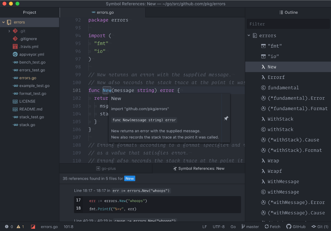 Atom with Go-Plus