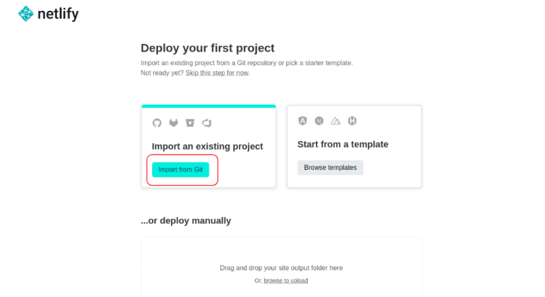 Click on Import from Git button