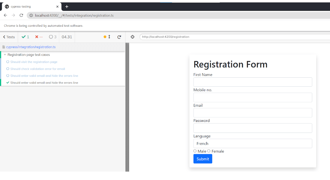 Registration form