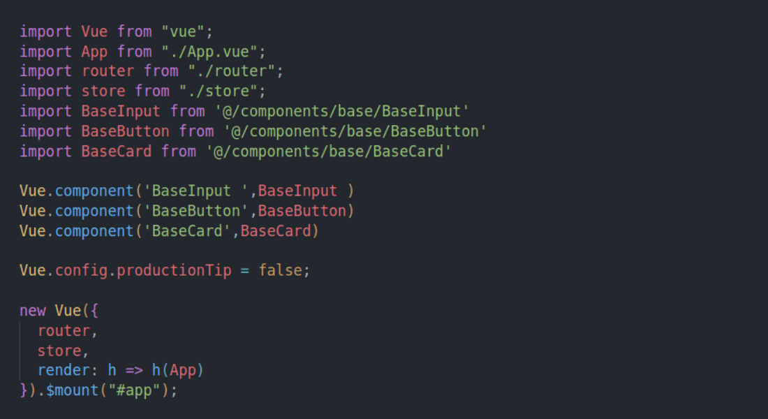 import and register components in the script section