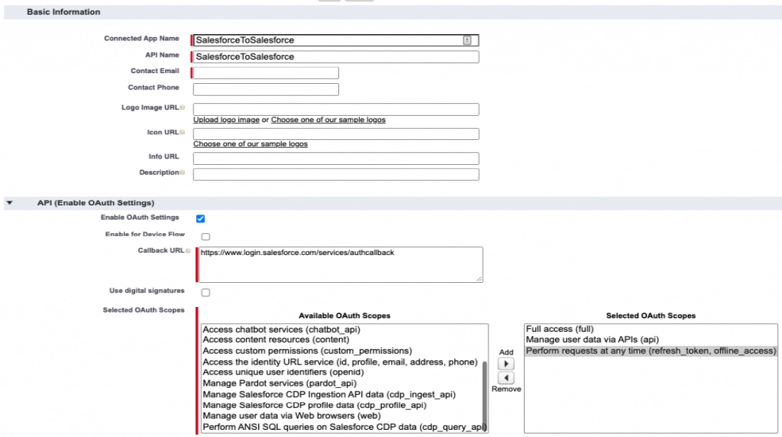 Creating the Connected App