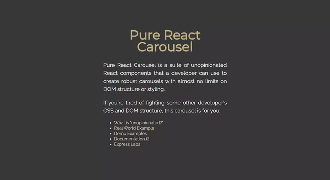 Pure React Carousel