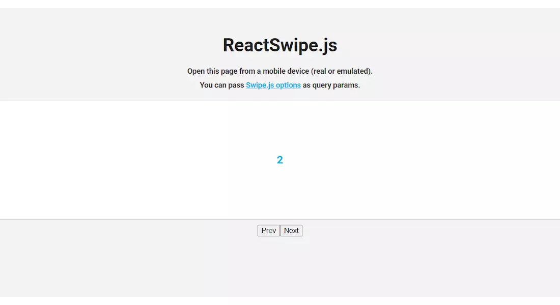 React Swipe